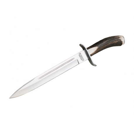 DAGUE DE CHASSE AVEC LONGUEUR LAME 25,5 CM INOX ET MANCHE CERF