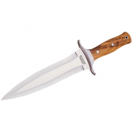 DAGUE DE CHASSE AVEC LAME DOUBLE TRANCHANT 23,5 CM INOX ET MANCHE BOIS D'OLIVIER